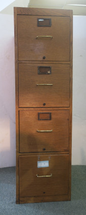 PAIR OAK 4 DRAWER FILE CABINET