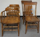 PAIR OAK SIDE CHAIRS AND PAIR