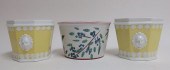 PAIR OCTAGONAL YELLOW POTTERY