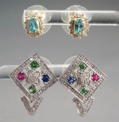 PAIR OF 10-KARAT WHITE-GOLD AN