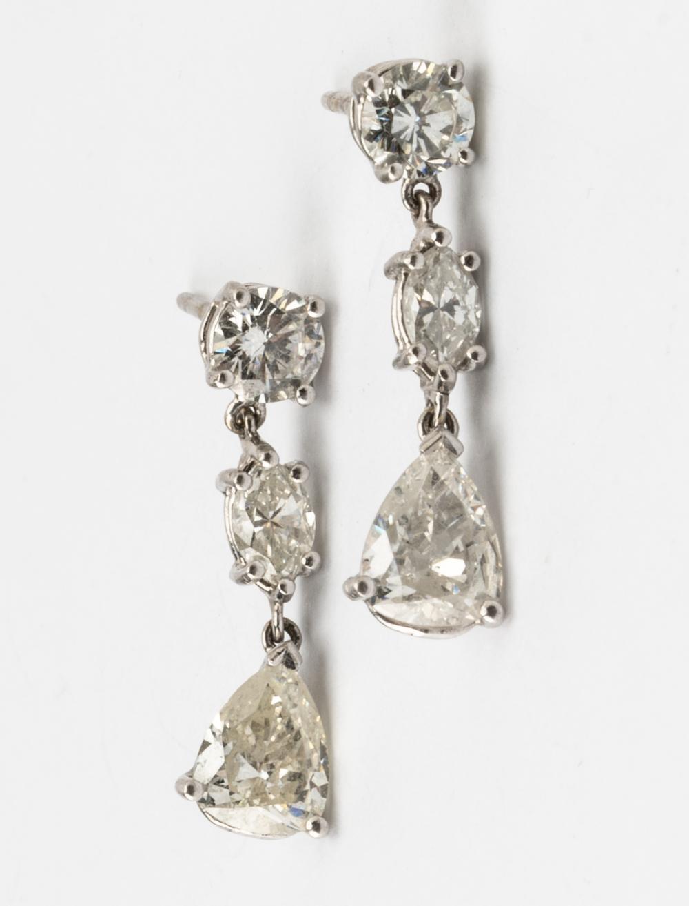 PAIR OF 14 KARAT WHITE GOLD &