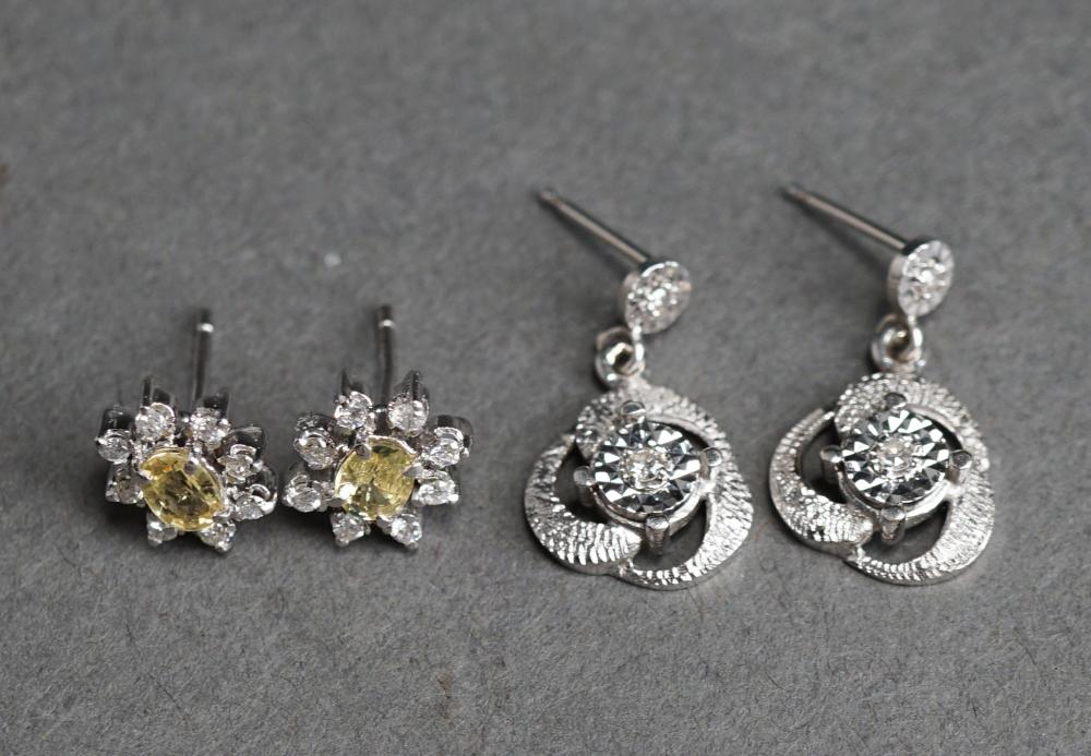 PAIR OF 14-KARAT WHITE-GOLD AND