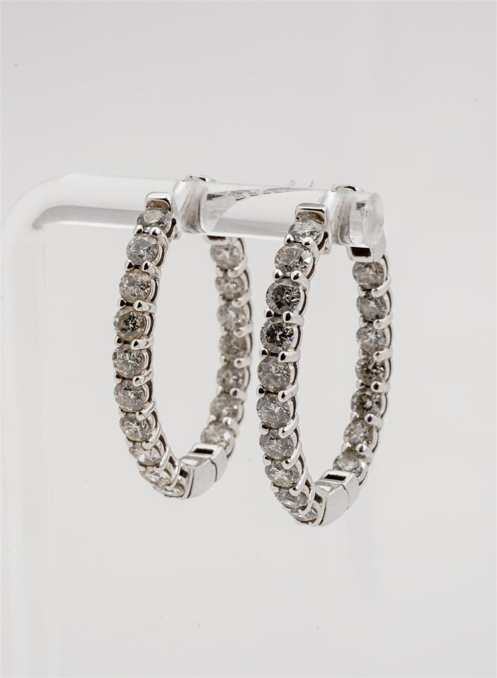 PAIR OF 14-KARAT WHITE-GOLD AND