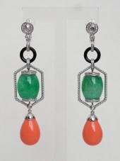 PAIR OF 14-KARAT WHITE-GOLD, D