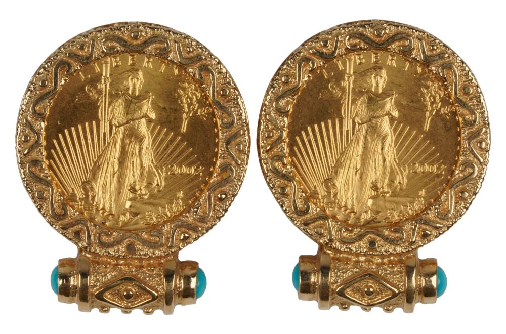 PAIR OF 14 KARAT YELLOW GOLD & U.S.