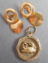 PAIR OF 14-KARAT YELLOW-GOLD C