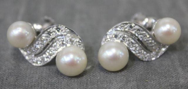 Pair of 14 Kt Gold Diamond and