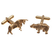 PAIR OF 14K BULL AND BEAR CUFF