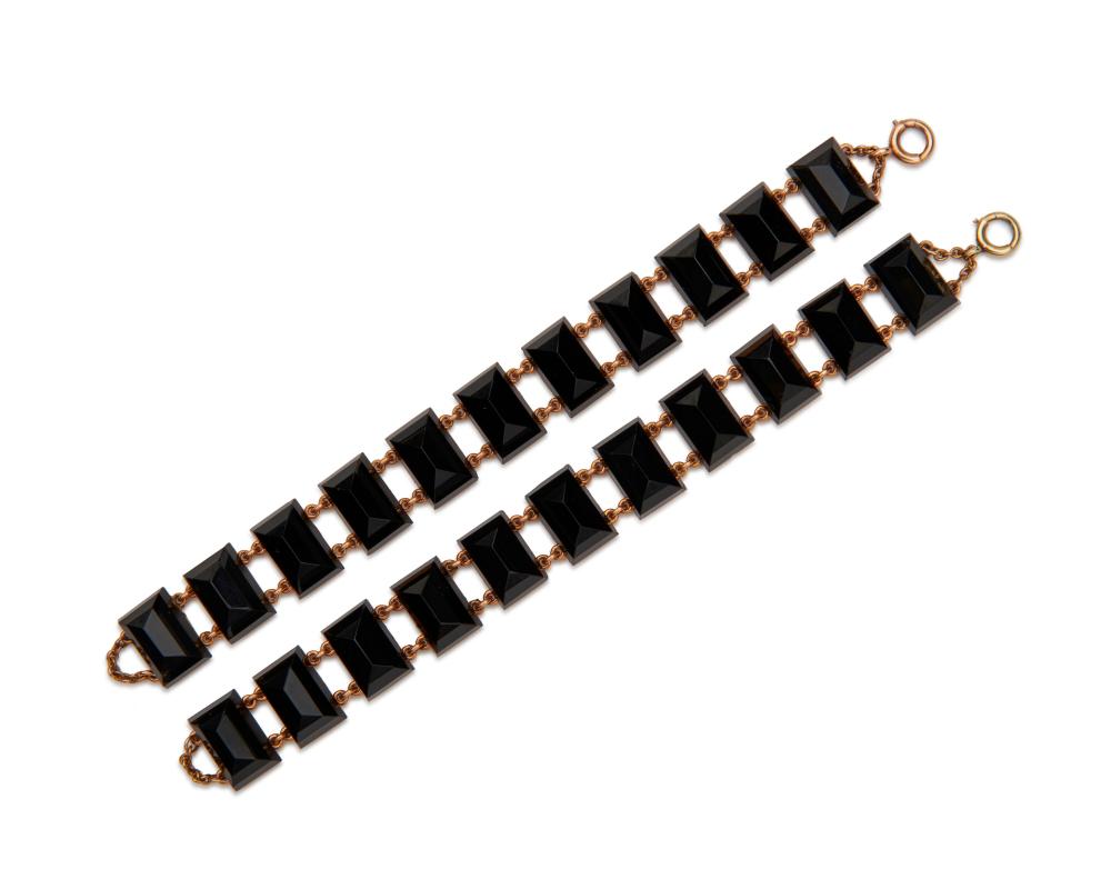 PAIR OF 14K GOLD AND ONYX
