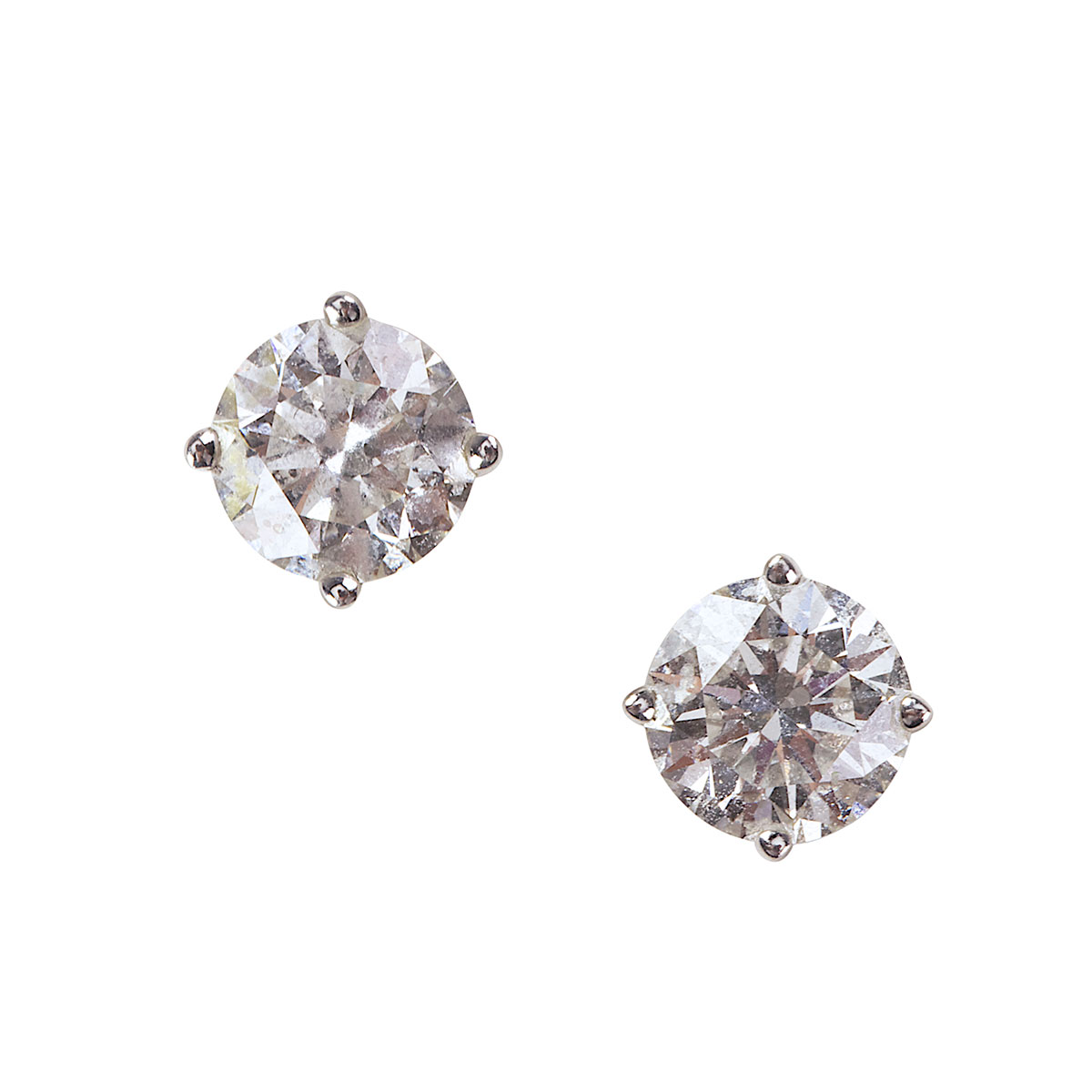 Pair Of 14k White Gold Stud