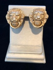 PAIR OF 14K YELLOW GOLD LION'S