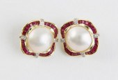 PAIR OF 14K YELLOW GOLD MABE P
