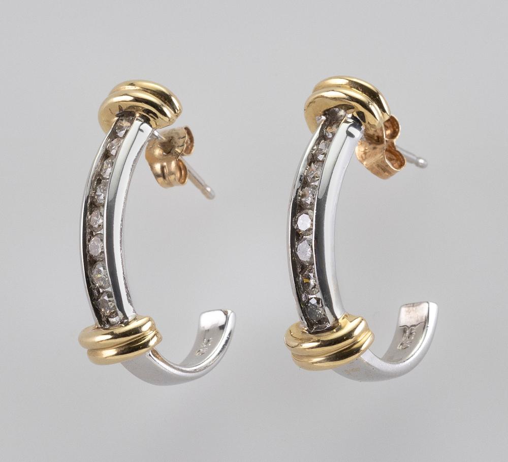 PAIR OF 14KT BICOLOR GOLD AND
