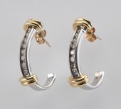 PAIR OF 14KT BICOLOR GOLD AND