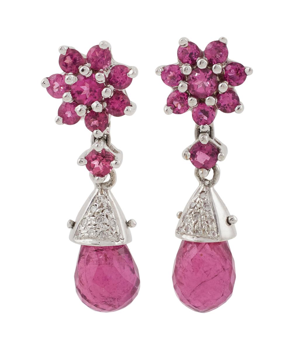 PAIR OF 14KT WHITE GOLD AND PINK