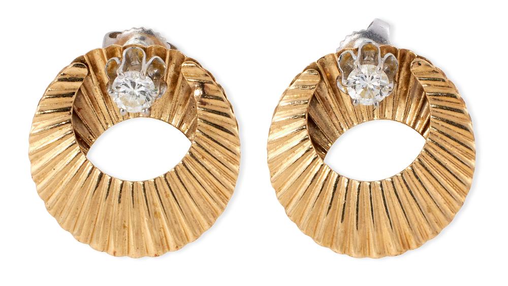 PAIR OF 14KT WHITE GOLD AND DIAMOND