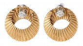 PAIR OF 14KT WHITE GOLD AND DI