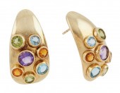 PAIR OF 14KT YELLOW GOLD MULTI