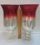 PAIR OF 14"T CRACKLE GLASS HUR