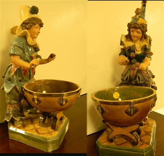 Pair of 15 3/4'' majolica figures