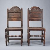 PAIR OF 17TH C. OAK SIDE CHAIR