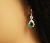 PAIR OF 18K EMERALD & DIAMOND