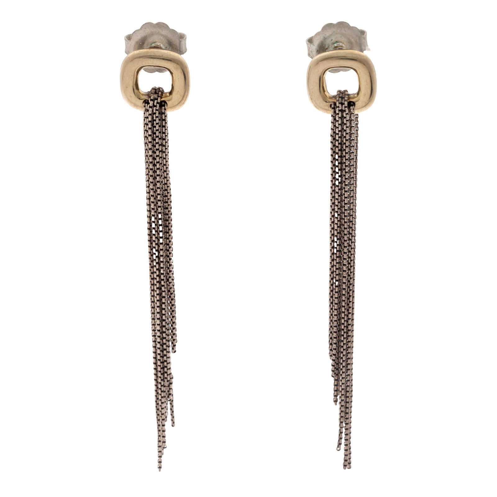 PAIR OF 18K, STERLING SILVER TASSEL