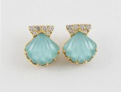 PAIR OF 18K YELLOW GOLD, AQUAM