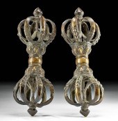PAIR OF 18TH C. TIBETAN BRASS