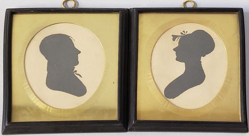 PAIR OF 18TH CENTURY SILHOUETTES OF