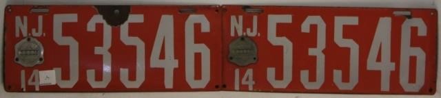 PAIR OF 1914 ENAMEL NEW JERSEY