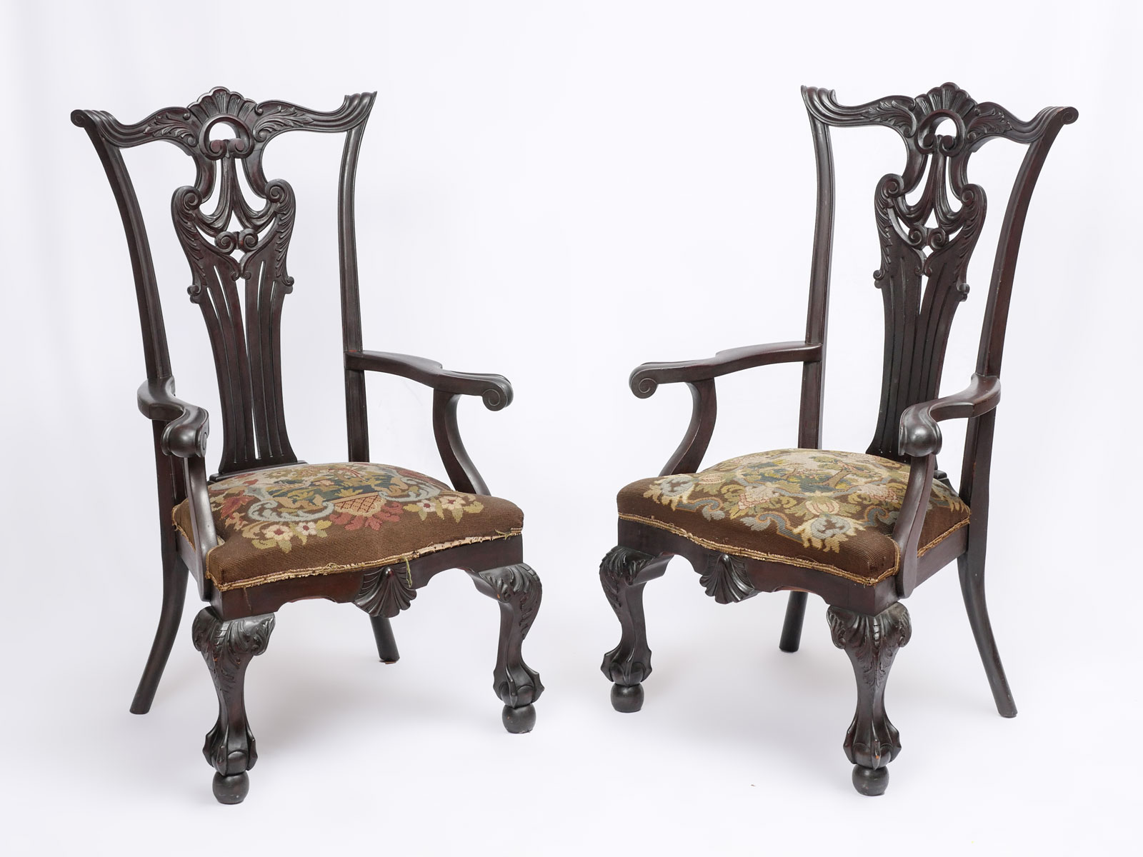 PAIR OF 19TH C. CHIPPENDALE CLAW ON