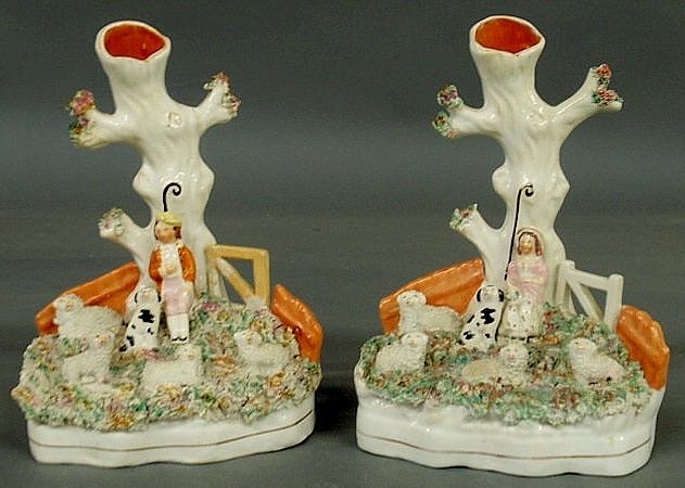 Pair of 19th c. Staffordshire spill