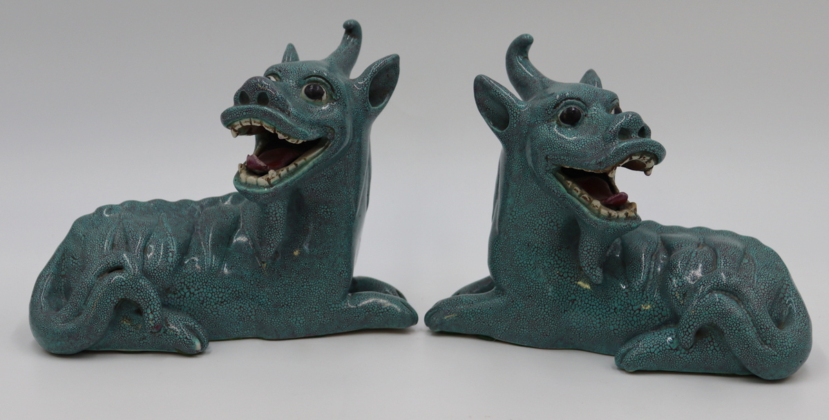 PAIR OF 19TH C TURQUOISE GLAZES