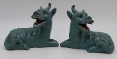 PAIR OF 19TH C TURQUOISE GLAZE