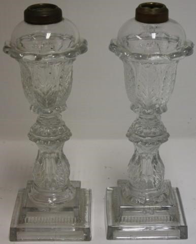 PAIR OF 19TH C WHALE OIL LAMPS,