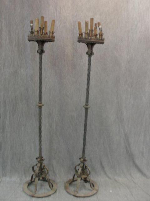 Pair of 19th Cent Iron Candlebra as