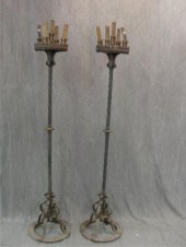 Pair of 19th Cent Iron Candleb