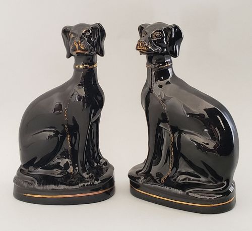 PAIR OF 19TH CENTURY BLACK GLAZED