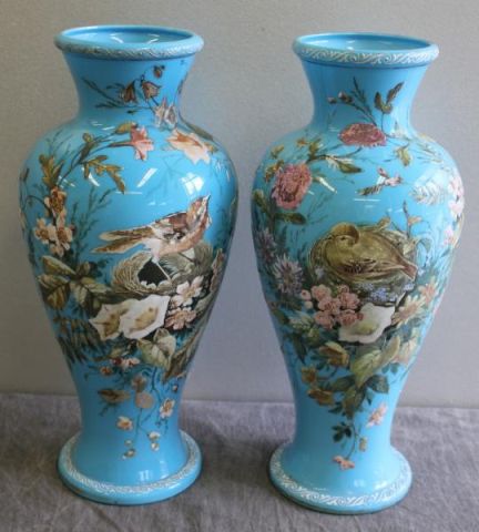 Pair of 19th Century Blue Opaline