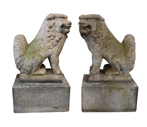 PAIR OF 19TH CENTURY CARVED GRANITE