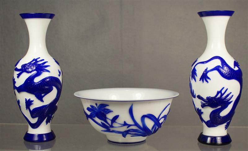 Pair of 20th c Chinese glass