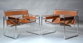 PAIR OF 20TH C. CHROME AND LEA