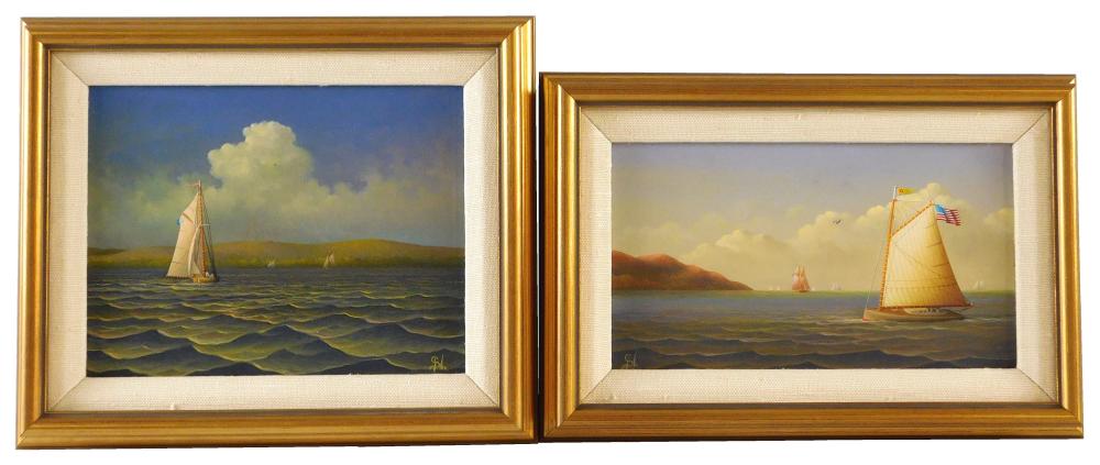 PAIR OF 20TH C. OIL ON BOARD MARINE