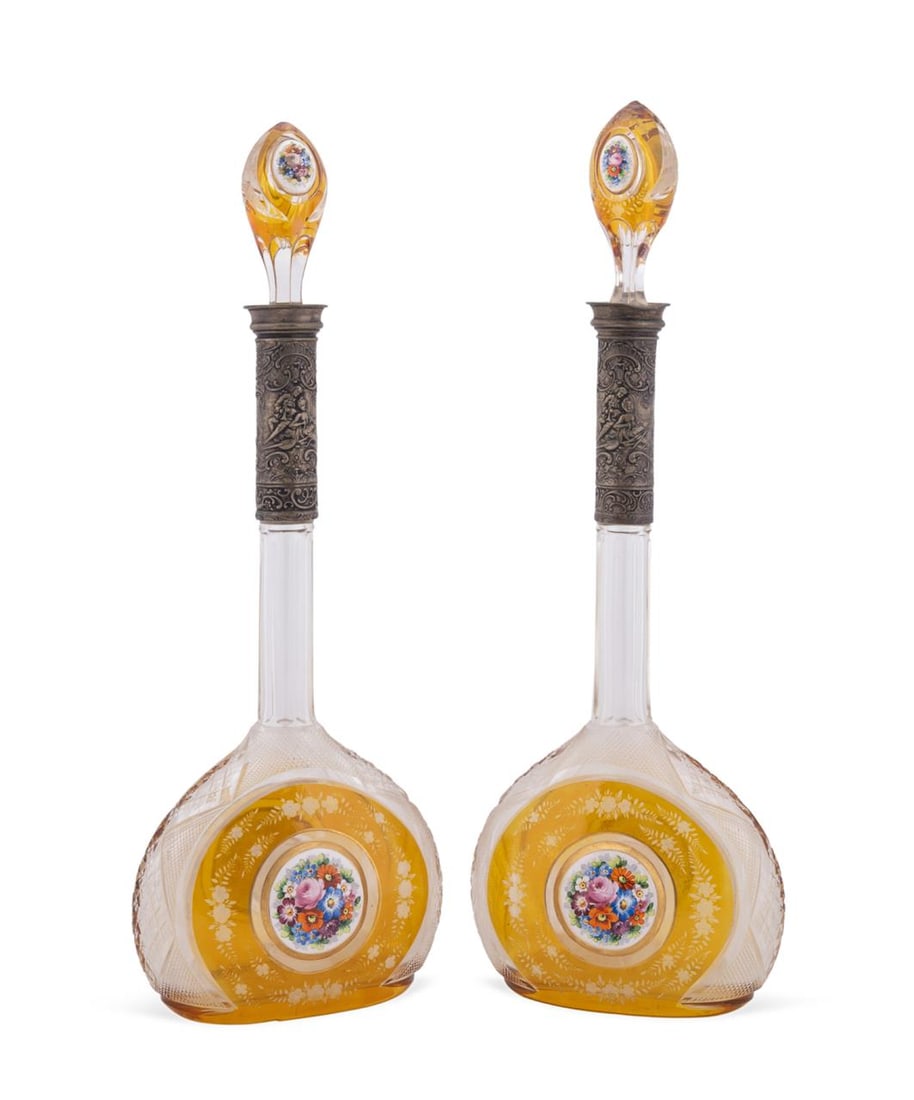 PAIR OF 800 SILVER MOUNTED BOHEMIAN