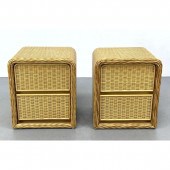 Pair of 80s Wicker Nightstands