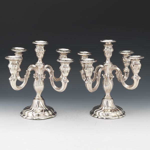 PAIR OF 830 SILVER CANDELABRA 11 ?"