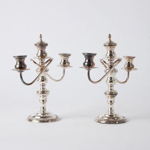 PAIR OF 950 STERLING CANDELABRASA