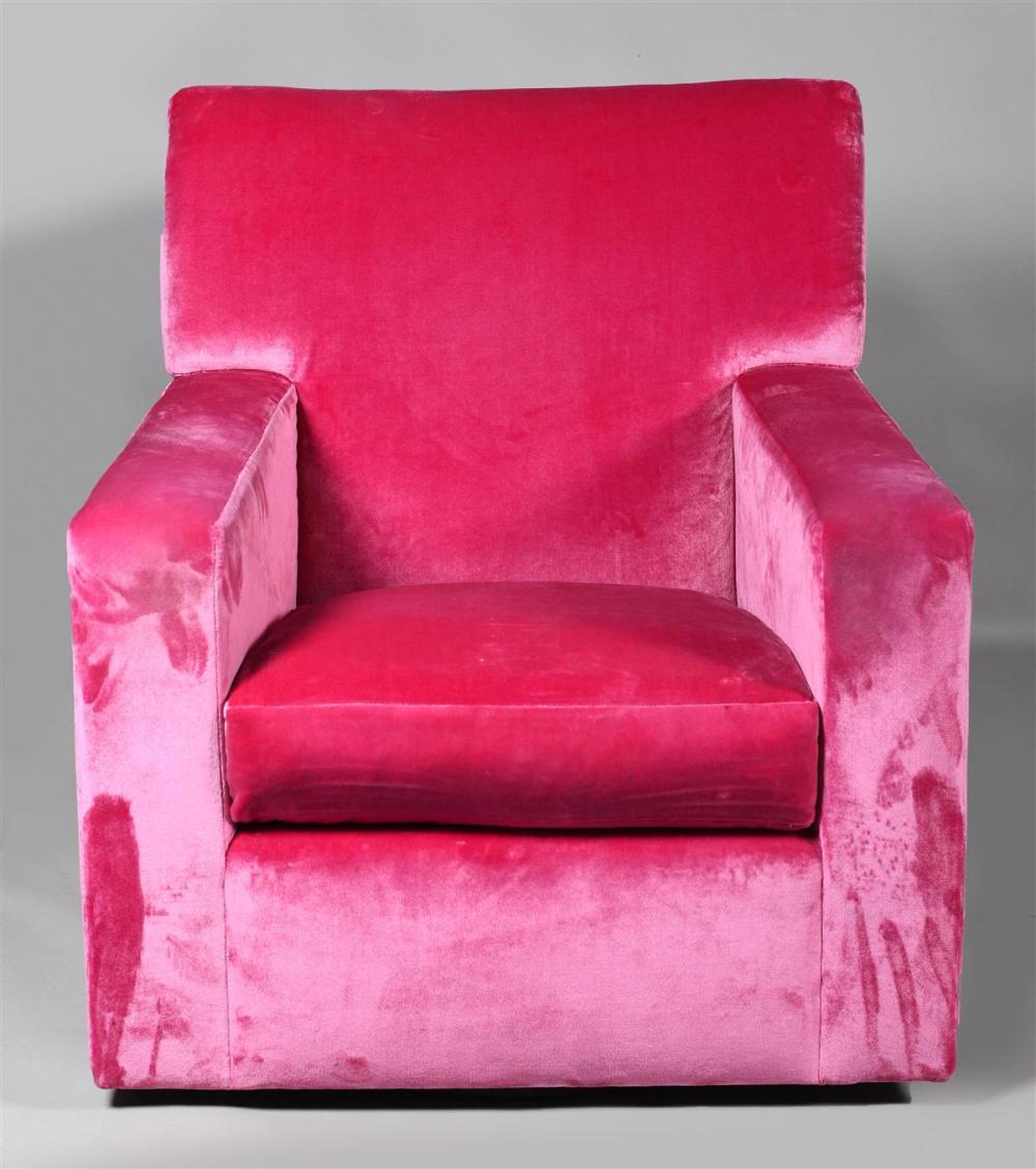 PAIR OF A. RUDIN UPHOLSTERED SWIVEL