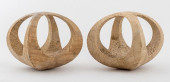 PAIR OF ABSTRACT CARVED VOLCAN
